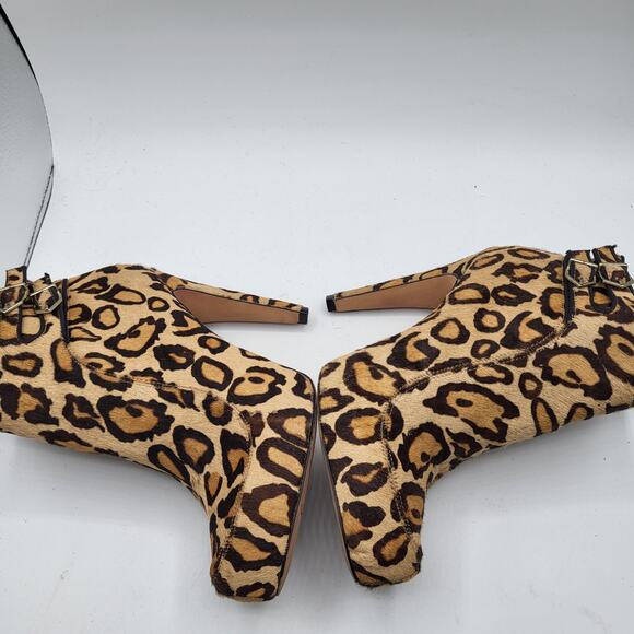 Sam Edelman Kit Fur Leopard Print Ankle 4.5" Heel Booties Women's Size 6.5M - Picture 8 of 11
